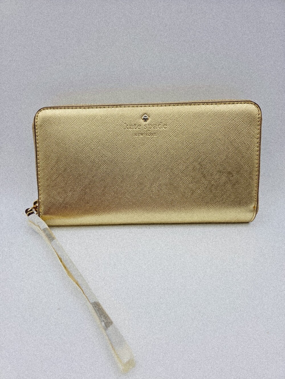 New kate spade Gold Zip Wristlet Wallet with Removable Strap